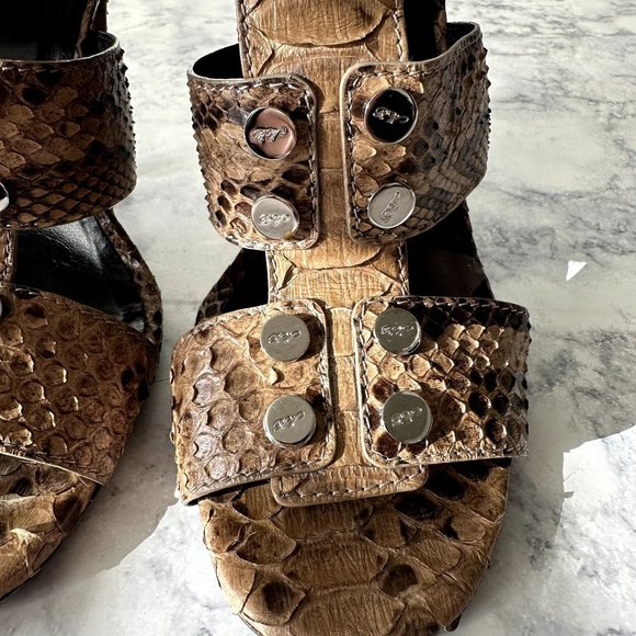 Roger Vivier Brown Snakeskin Buckle Heels - Picture 11 of 15